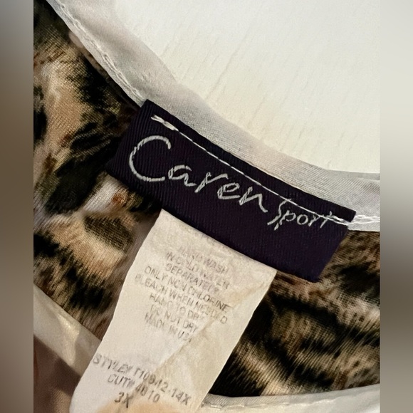 Women’s 3X  Animal Print Caren Sport Sheer Leopard Print  Blouse. - Picture 3 of 5